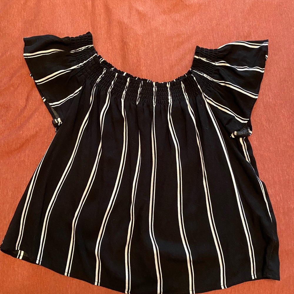 black and white striped top